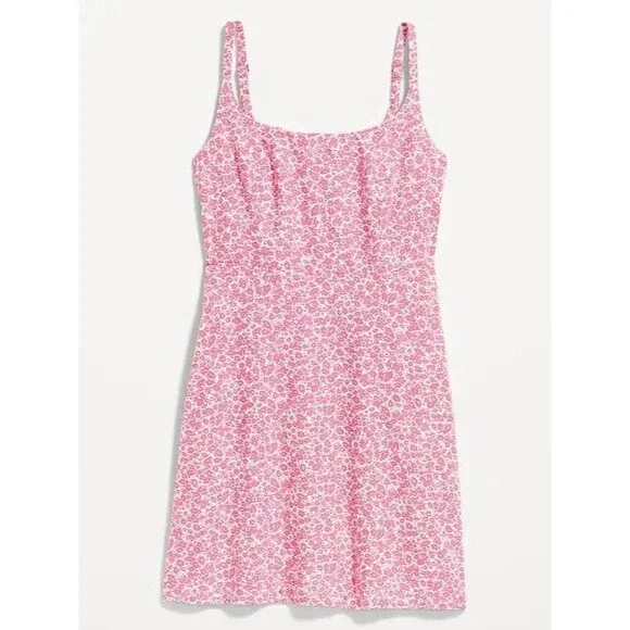 Old Navy | Dresses | Old Navy Fit Flare Linen Blend Cami Mini Dress Ditsy  Floral Pink Plus Size 2x | Poshmark